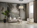 Lotus Gold Sofa Set 3+3+1 - Image 9