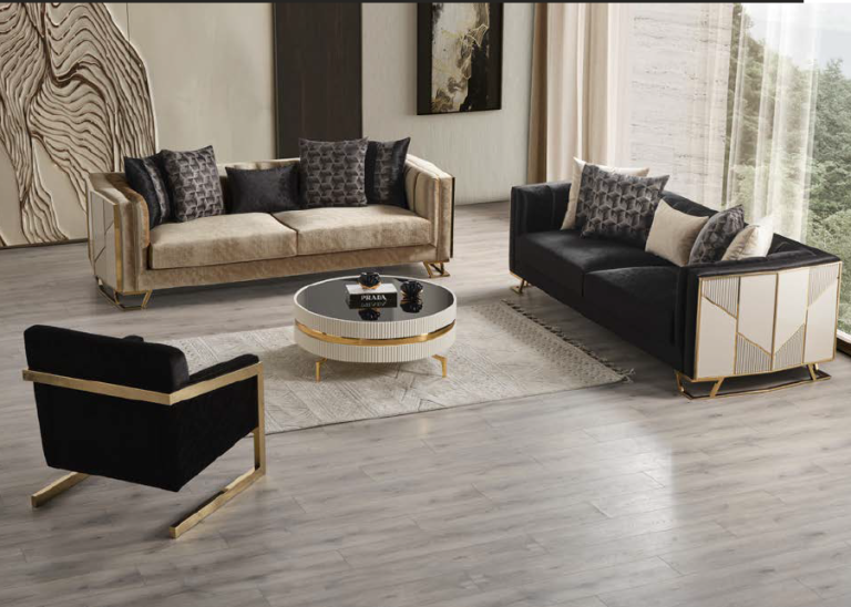 Palmera Sofa Set Gold/Silver - Image 1