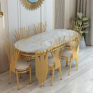 Opulent Marble Dining Table Set