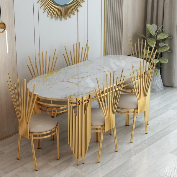 Opulent Marble Dining Table Set