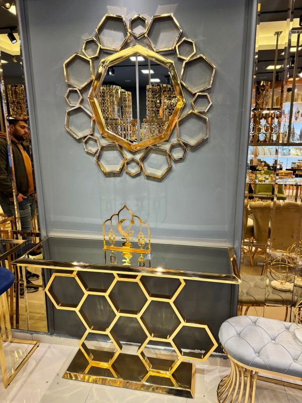 Golden Hive Console Table