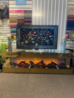 Glass Fireplace TV Stand