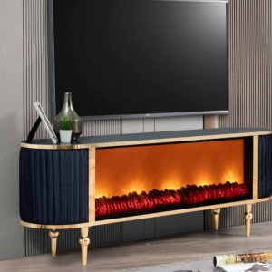 Rounded Fireplace TV Stand