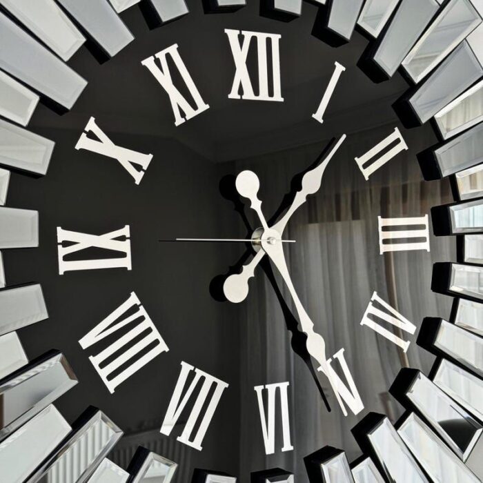 Roman Numerals Mirrored Wall Clock - Image 2