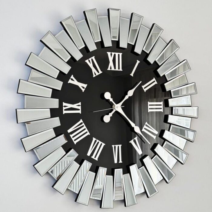 Roman Numerals Mirrored Wall Clock - Image 1