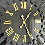 Black Gold Mirrored Roman Numeral Wall Clock - Image 3