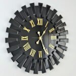 Black Gold Mirrored Roman Numeral Wall Clock - Image 2